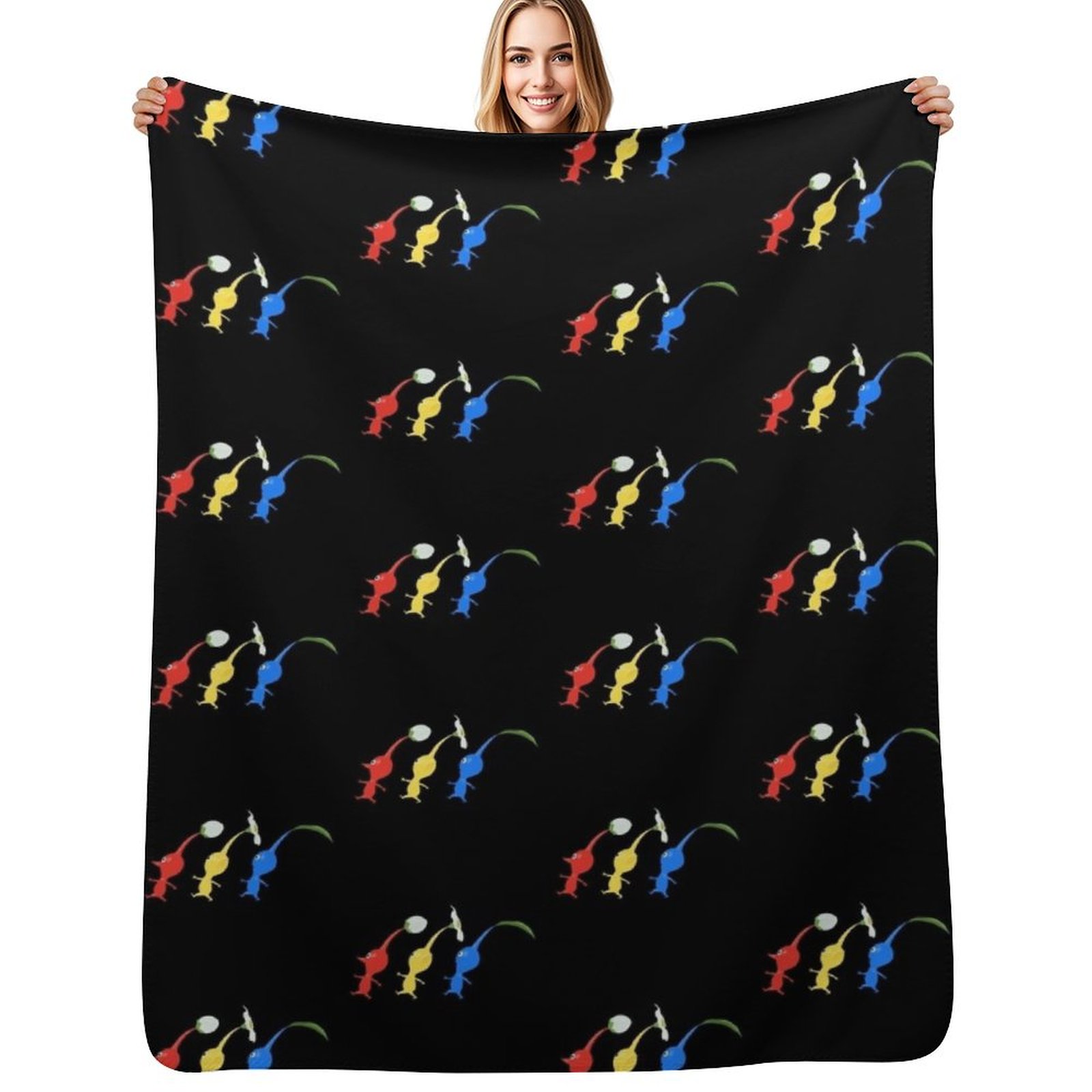 Anime Cosplay Idea - 3 Pikmin Running Throw Blanket Summer