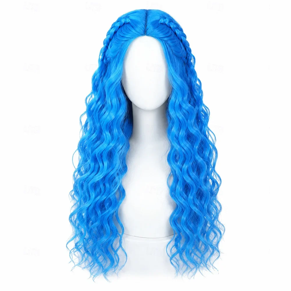 Synthetic Hair Long Wavy Blue  - đánh giá và giá Anime Cosplay Blue Hair